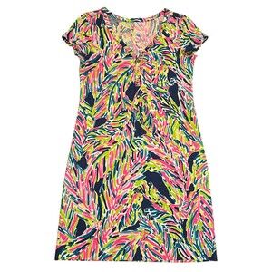 LILLY PULITZER Palmira Dress Indigo Palm Reader Preppy Resort Beach Womens Small